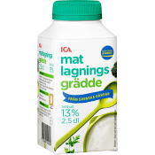 Matlagningsgrädde 13% 2,5dl ICA.