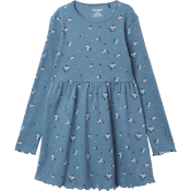 Ribklänning blå med blommor 98/104 mywear.