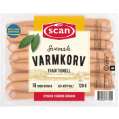 Varmkorv 62% Kötthalt 720g Scan.