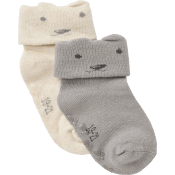 Babysocka 2p med öron natur 0-6m ICA I love eco.