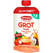 Barnmat Grötklämmis persika, banan & havre 1år 120g Semper.