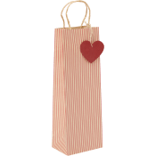 Flaskpåse Röd Rand 12x36 cm.