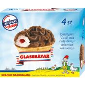 Glassbåt Vanilj med jordgubbssylt 65g 4-p Engelholms Glass.