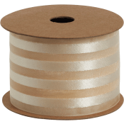 Organzaband randig vit 4 cm x 5m.