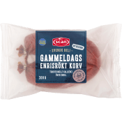 Korv Gammeldags Enrisrökt Kallrökt 73% Kötthalt 300g Scan.
