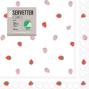 Servett 33cm Jordgubbe rosa/röd 20-p ICA.