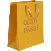 Presentpåse Glad Påsk Guld 19x22cm.