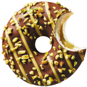 Donut Worry Be Happy Donut med pistagefyllning mjölkchoklad 77g.