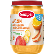 Apelsin äpple & banan Från 8m 190g Semper.