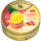 Karameller Double Fruit Drops Grapefruit & Pineapple 175g Cavendish & Harvey.
