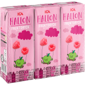 Fruktdryck Hallon 3-p 20cl ICA.