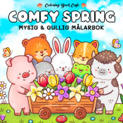 Comfy Spring. Mysig och gullig Cozy Coloring målarbok från Coloring Book Cafe.