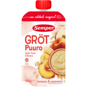 Gröt med äpple, persika & banan 6m 120g Semper.