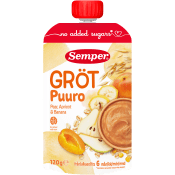 Gröt med päron, aprikos & banan 6m 120g Semper.