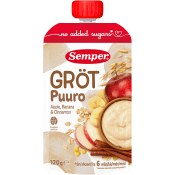 Gröt med äpple, banan & kanel 6m 120g Semper.