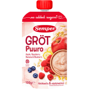 Gröt äpple, hallon, banan & blåbär 6m 120g Semper.