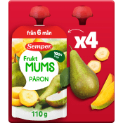 Barnmat Fruktmums päron 6m 4-p 440g Semper.