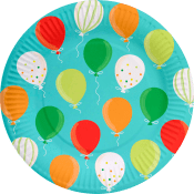 Tallrik ballong/prickar 8p.