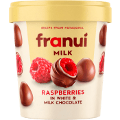 Hallon I vit & mjölkchoklad Frysta 150g Franui.