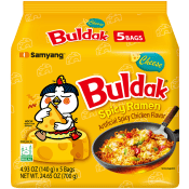 Snabbnudlar Buldak Cheese 700g Samyang.