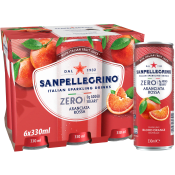 Läsk Aranciata Rossa zero 6-p 33cl San Pellegrino.