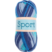 Garn Sport 1026 Turkos, Blå & Ecru 100g Falkgarn.