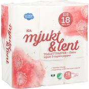 Toalettpapper Mjukt & Lent 18-p Miljömärkt ICA.