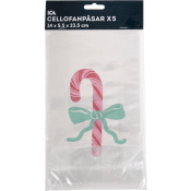 Cellofanpåse Julgodis 14 x 23,5 cm 5-p.
