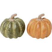 Pumpa 7cm orange/grön 2p Festive.