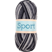 Garn Sport 1023 Svart & Grå 100g Falkgarn.
