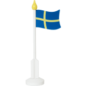 Svensk flagga med fot.