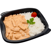 Portionsrätt Korvstroganoff Med Ris 480g Jätten Cater.