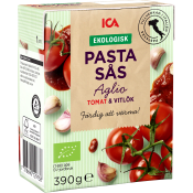 Pastasås tomat & vitlök Ekologisk 390g ICA.