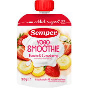 Smoothie yoghurt Banan & jordgubb Från 6m 90g Semper.