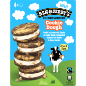 Cookie dough sandwich 4-p Ben & Jerrys.