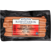 Korv Sorunda Grill 65% Kötthalt 400g Sorunda Korv.