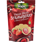 Snacks Frystorkad Jordgubbe Vit Choklad 125g Tropic Snacks.