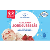 Glass Vanilj med jordgubbssås 500ml GB Gräddglass.