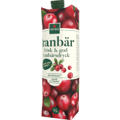 Tranbärsdryck med Äpple Drickfärdig 1l Kiviks.