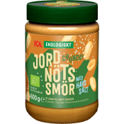 Jordnötssmör crunchy med havssalt 600g ICA Eko.
