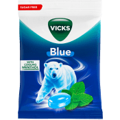 Halstablett Blue Extra Strong sockerfri 72g Vicks.
