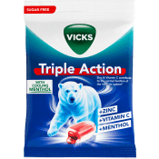 Halstablett Triple Action Sockerfri 72g Vicks.