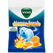 Halstablett Honey Fresh Ginger 72g Vicks.