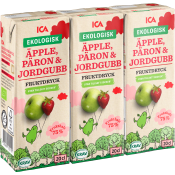 Fruktdryck Äpple, Päron & Jordgubbsdryck 200ml KRAV ICA.