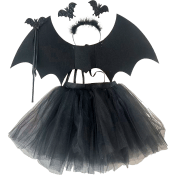 Halloweendräkt svart diadem vingar Festive.