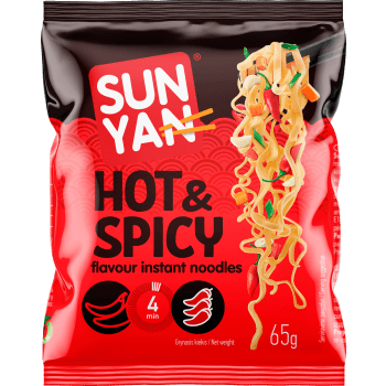Snabbnudlar hot spicy flavour 65g Sun Yan.