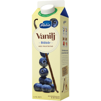 Vaniljyoghurt Blåbär 2,1% 1000g Valio.