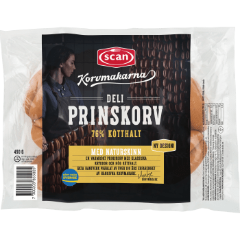 Prinskorv Deli 76% kötthalt 450g Scan.