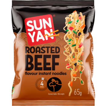 Snabbnudlar roasted beef flavour 65g Sun Yan.