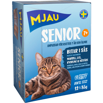 Kattmat Senior Multibox i sås 12-p 85g Mjau.